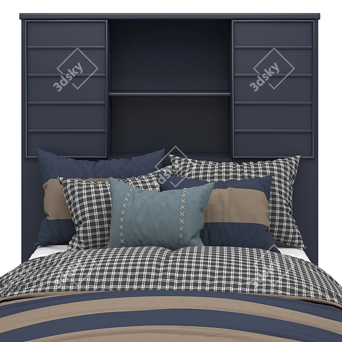 Modern Bed with Dual Color Options 3D model image 4