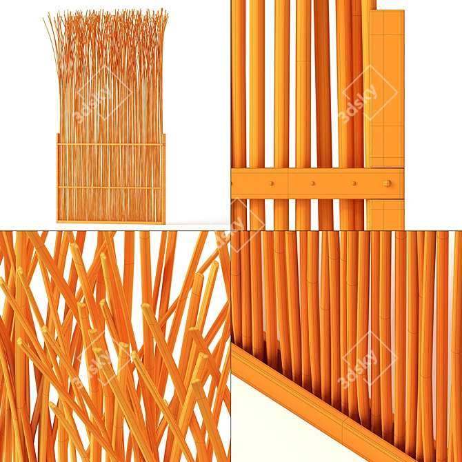 Elegant Thin Branch Wood Screen 3D model image 5