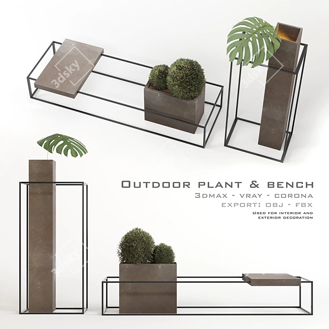 Bench Street: Outdoor Plant 3D model image 1
