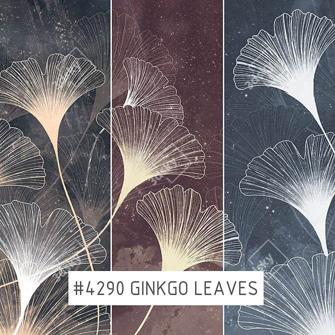 Title: Ginkgo Leaves: Nature-Inspired Waterproof Wallpapers 3D model image 1