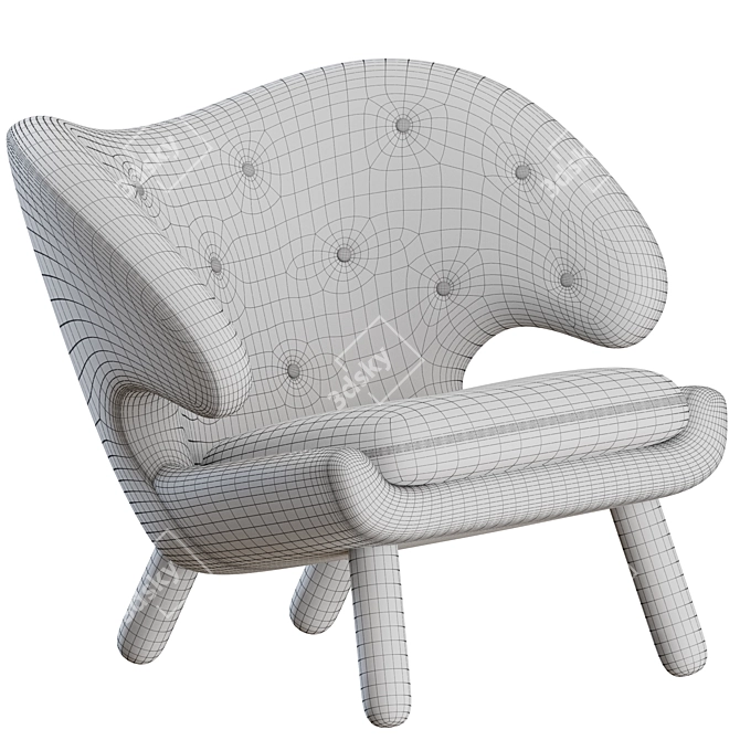 Finn Juhl Pelican Chair: Stylish Comfort 3D model image 5