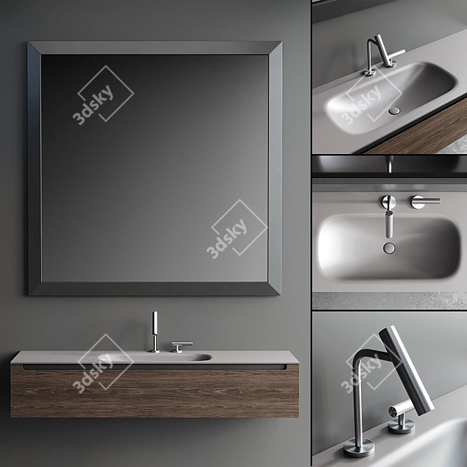 Modern Edge Vanity Unit Set 3D model image 1