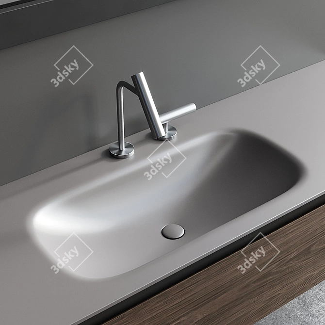 Modern Edge Vanity Unit Set 3D model image 2