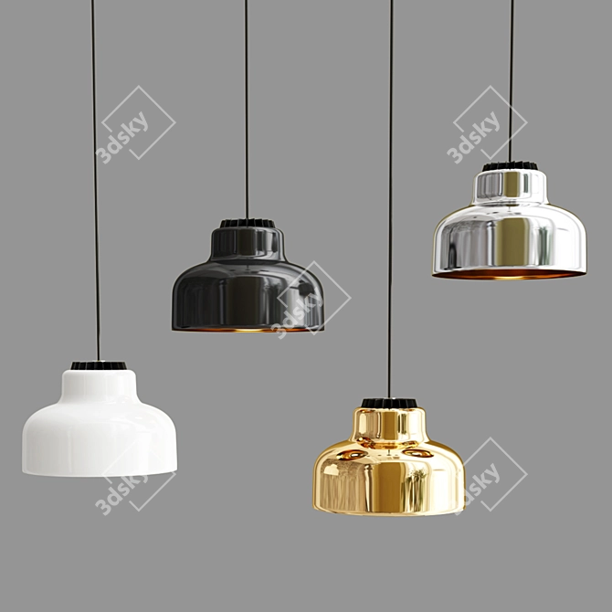 Modern Metal Bar Pendant Light 3D model image 2