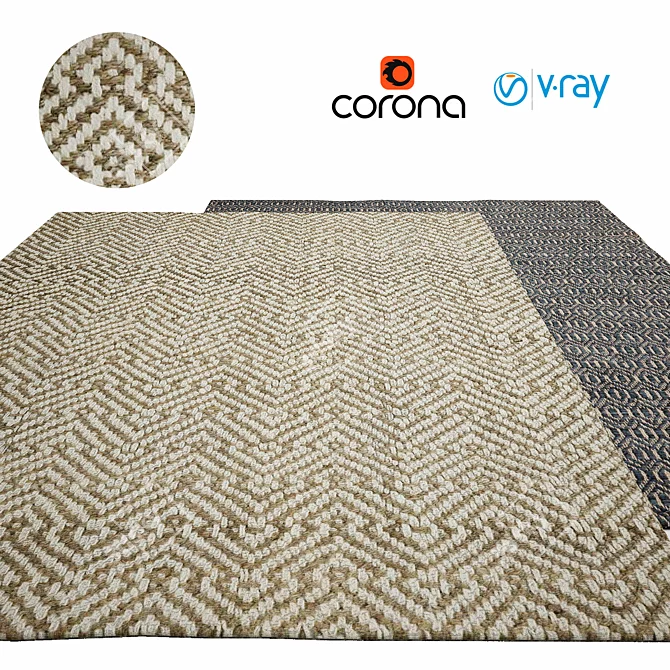 Geometric Reversible Jute Area Rug 3D model image 2