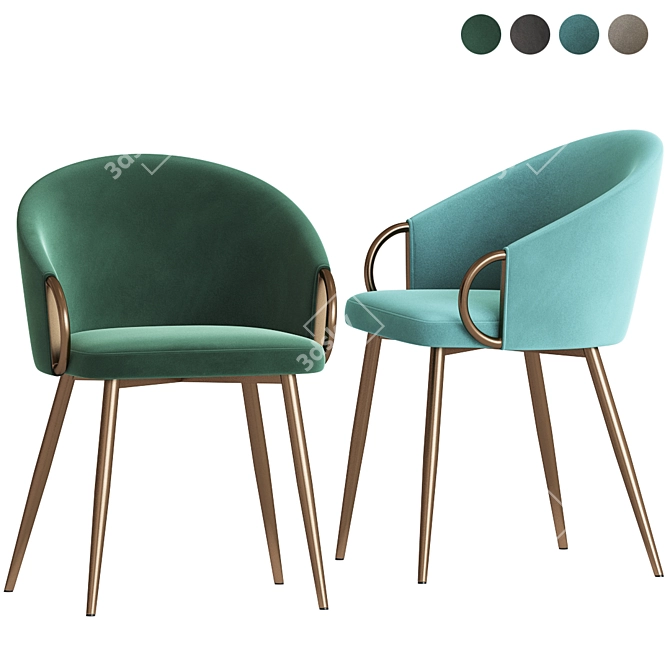 Elegant Velvet Dining Chair 3D model image 2