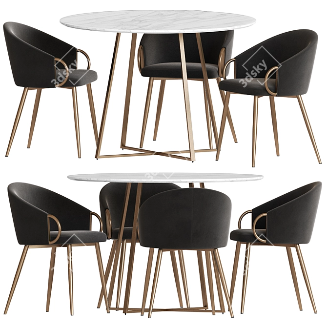 Luxury 3-Piece Dining Set 3D model image 1