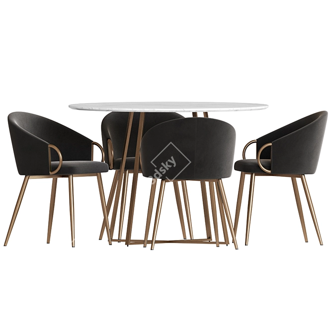 Luxury 3-Piece Dining Set 3D model image 2