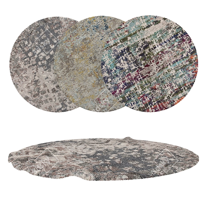 Round Rugs Set: Versatile and Textured 3D model image 1