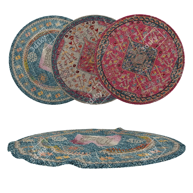 Round Rug Set: 6 Carpets 3D model image 1