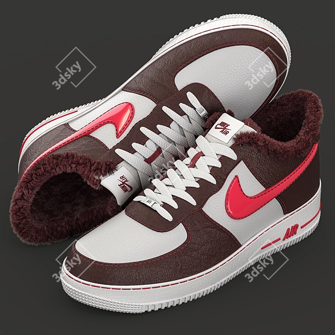 NikeAF1 Winter Fur Sneakers 3D model image 3