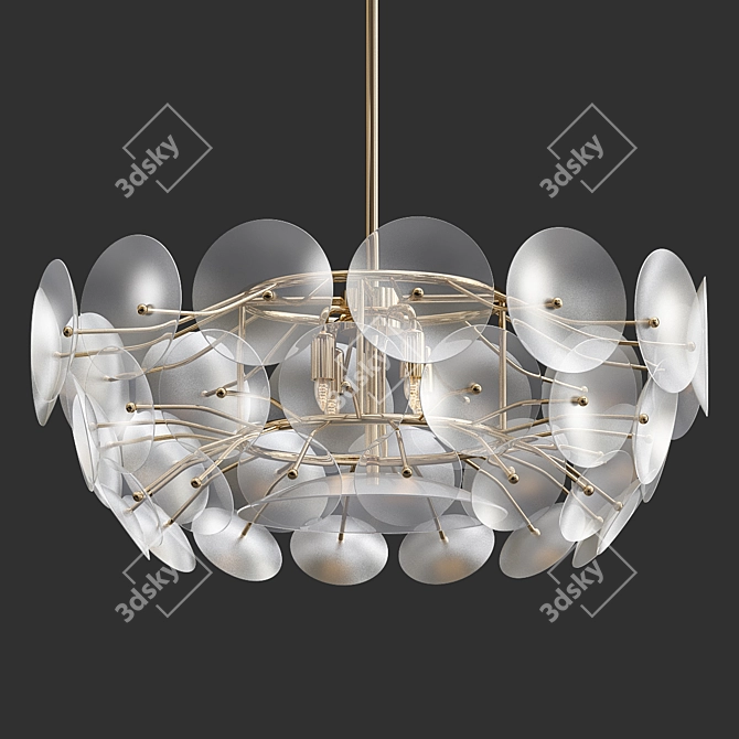 Elegant Glass Disc Chandelier 3D model image 1