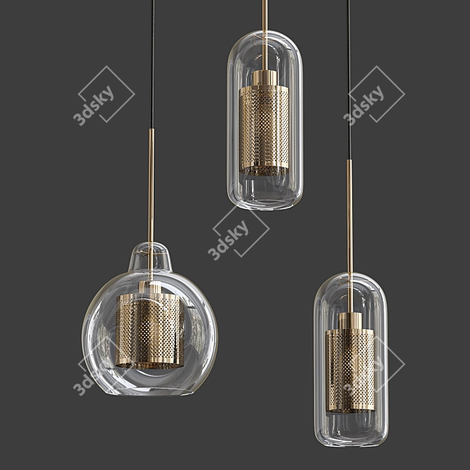 Elegant Chiswick Glass Pendant 3D model image 1