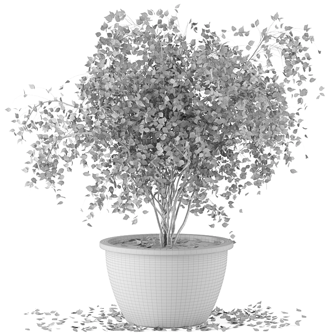 Rustic Concrete Pot Indoor Plants - Set of 20 3D model image 5