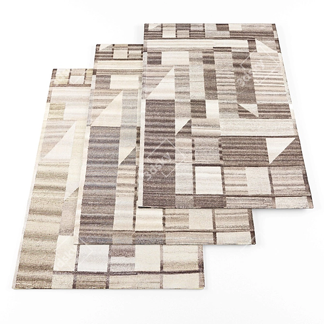 Modern Textured Rugs Set 3D model image 1