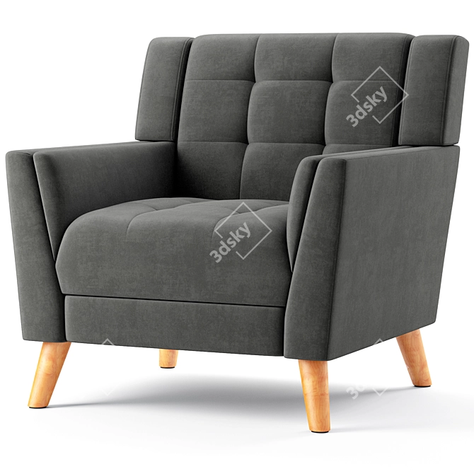 Stylish Alisa Mid Century Armchair 3D model image 2