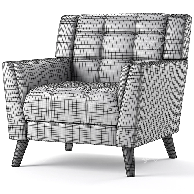 Stylish Alisa Mid Century Armchair 3D model image 5