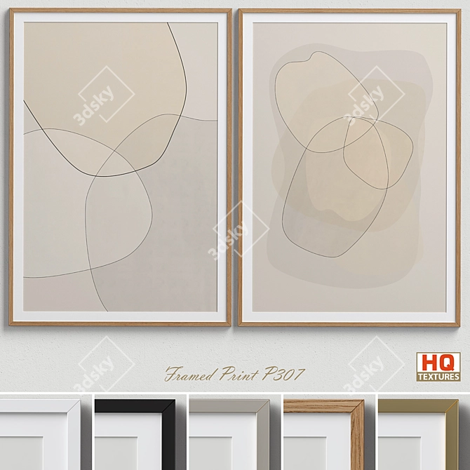 Neutral Minimalist Framed Print 3D model image 1