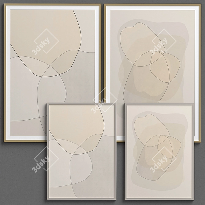 Neutral Minimalist Framed Print 3D model image 2