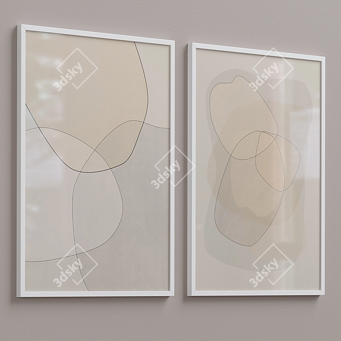 Neutral Minimalist Framed Print 3D model image 3