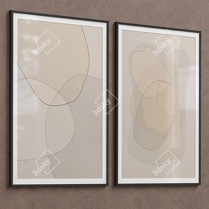 Neutral Minimalist Framed Print 3D model image 4