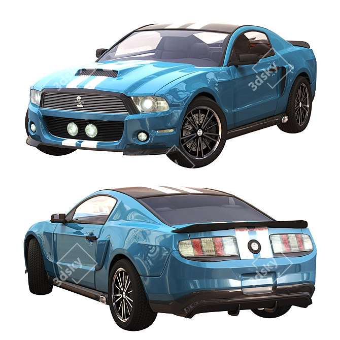 Ford GT500 Sport Blue 3D Model 3D model image 3