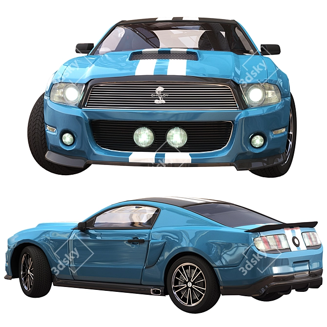 Ford GT500 Sport Blue 3D Model 3D model image 8