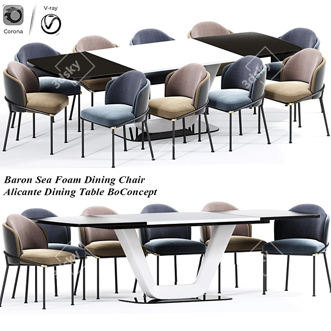 Modern Alicante Dining Chair 3D model image 1
