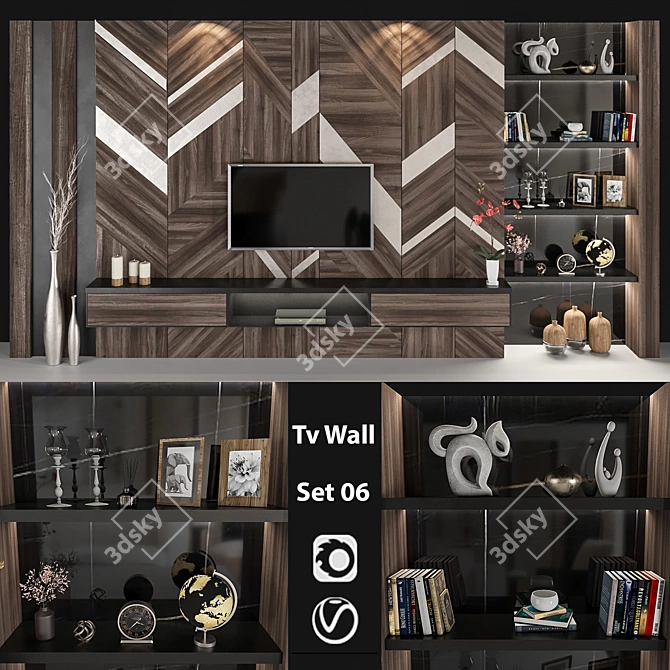 Versatile TV Wall Design 3D model image 1