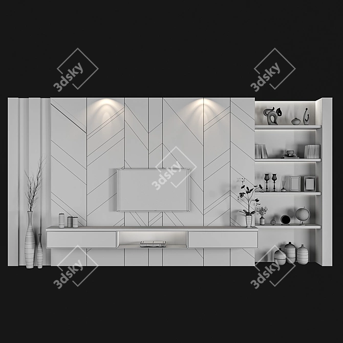 Versatile TV Wall Design 3D model image 4