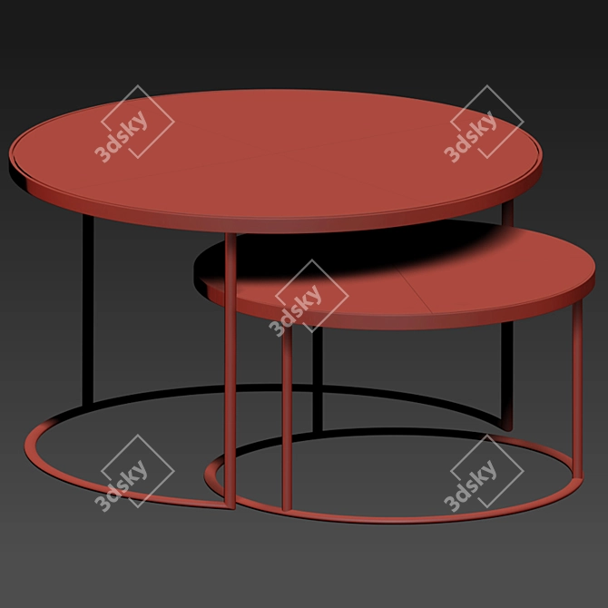 Sleek Nested Coffee Table 3D model image 2