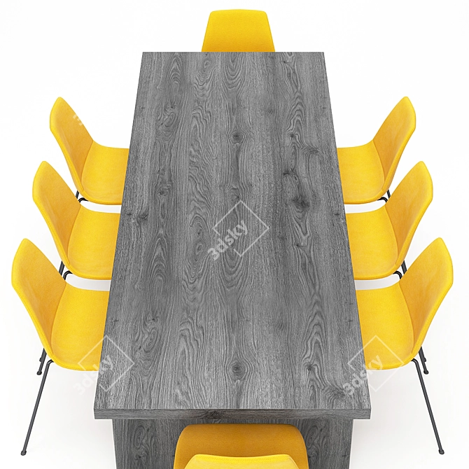 Modern 78" Dining Table Set 3D model image 2