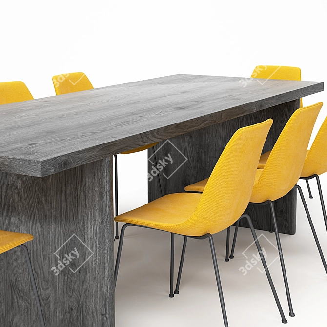 Modern 78" Dining Table Set 3D model image 3