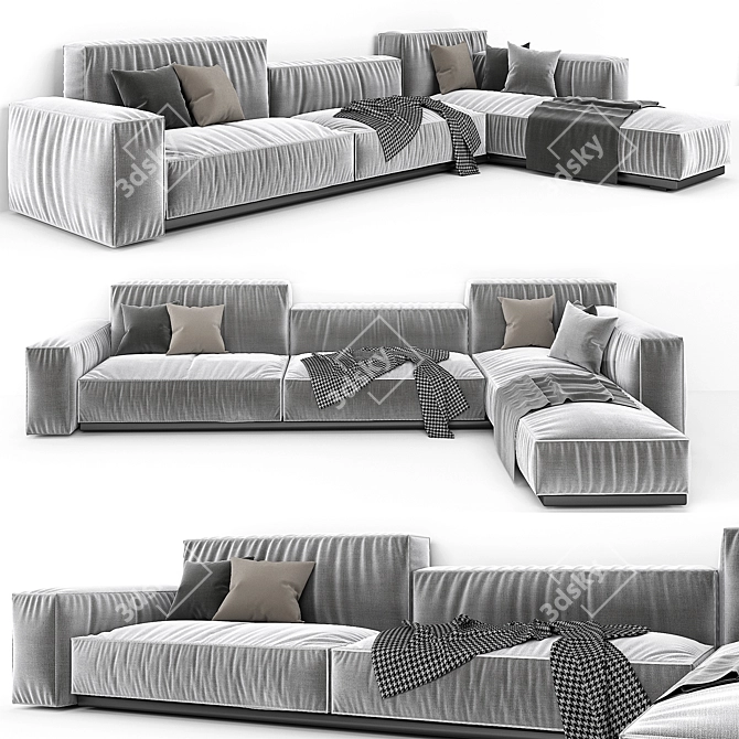 Modern Gray Sofa: 3D Render & Formats 3D model image 1