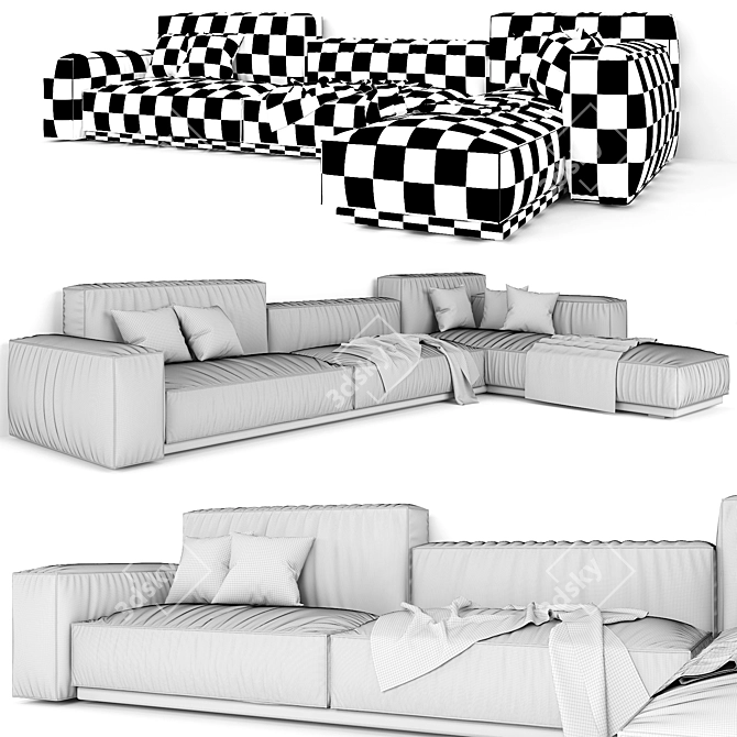 Modern Gray Sofa: 3D Render & Formats 3D model image 3