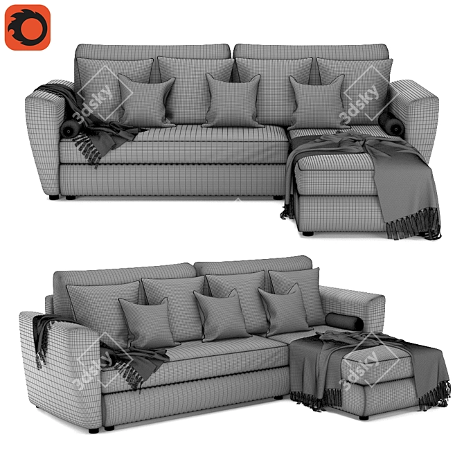 Comfortable and Stylish Malta 1 DU Sofa 3D model image 4