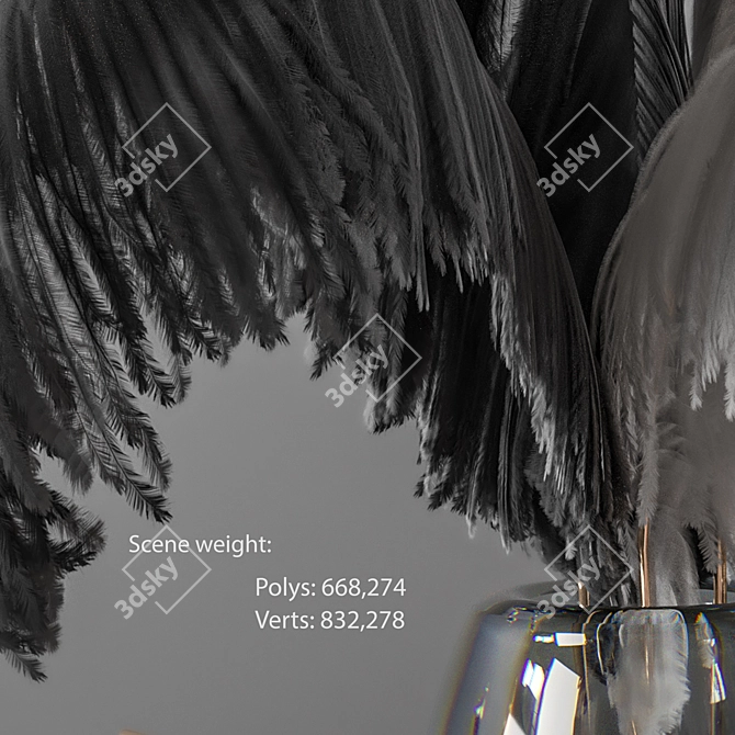 Elegant Ostrich Feather Centerpiece 3D model image 2