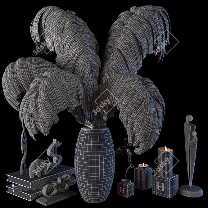 Elegant Ostrich Feather Centerpiece 3D model image 3