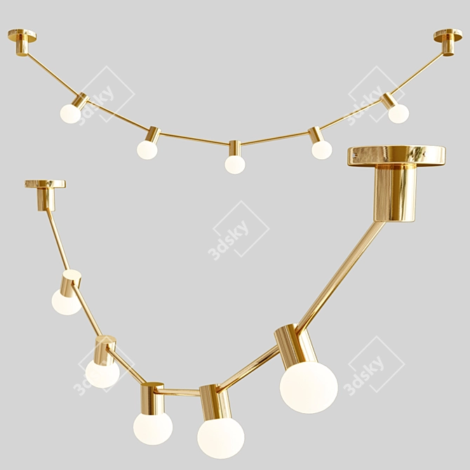 Elegant Gold Riviere Pendant Light 3D model image 1