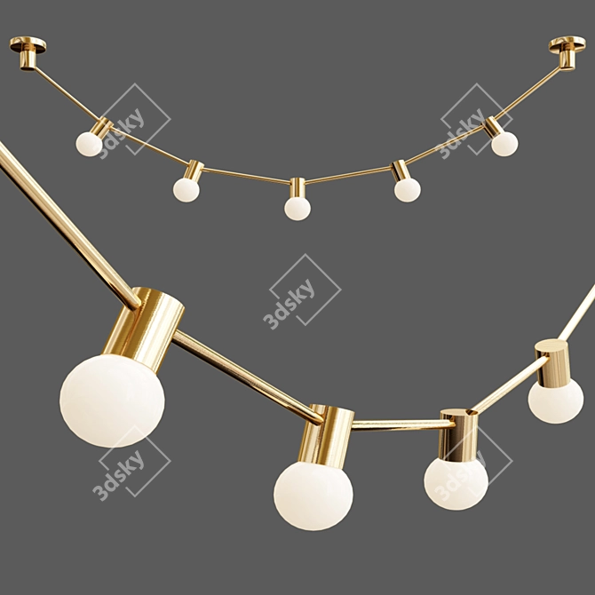 Elegant Gold Riviere Pendant Light 3D model image 3