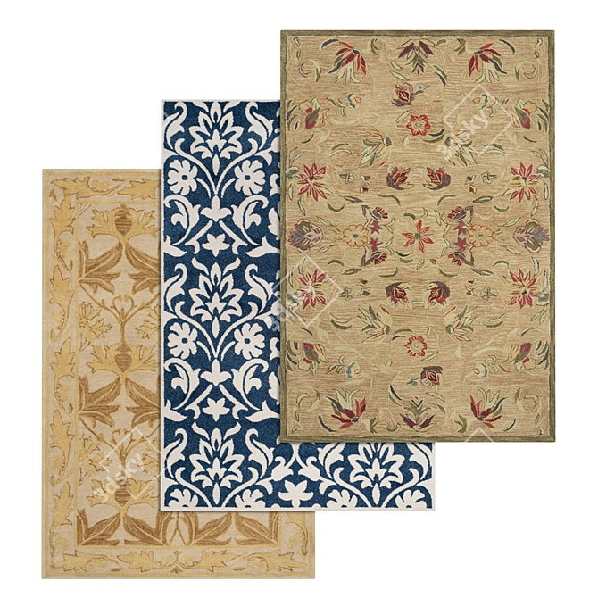 High-Quality Carpet Set - 3 Variants 3D model image 1