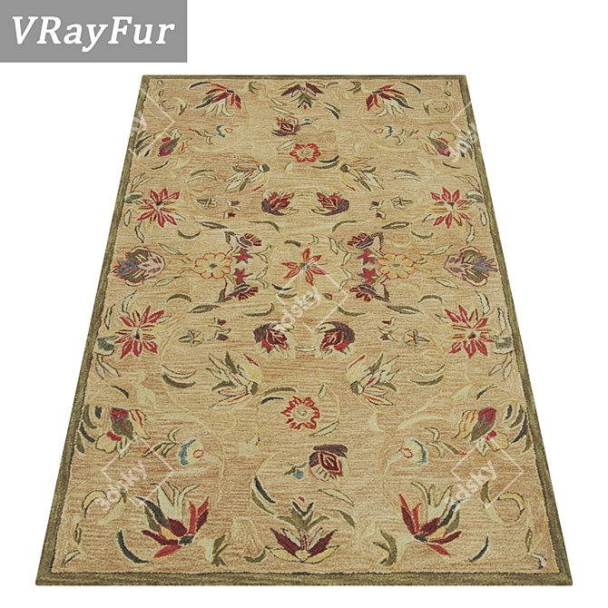 High-Quality Carpet Set - 3 Variants 3D model image 2