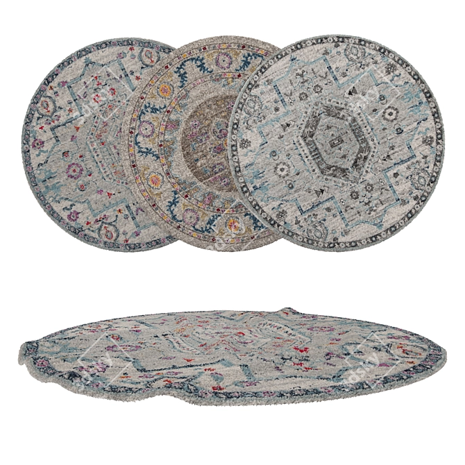 Round Carpet Set - Versatile and Detailed Carpets for All Perspectives 3D model image 1