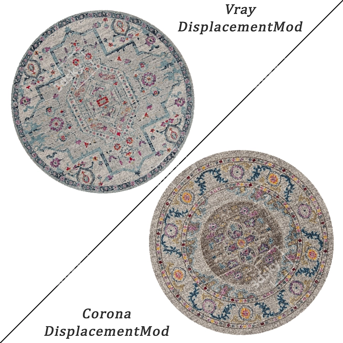 Round Carpet Set - Versatile and Detailed Carpets for All Perspectives 3D model image 2
