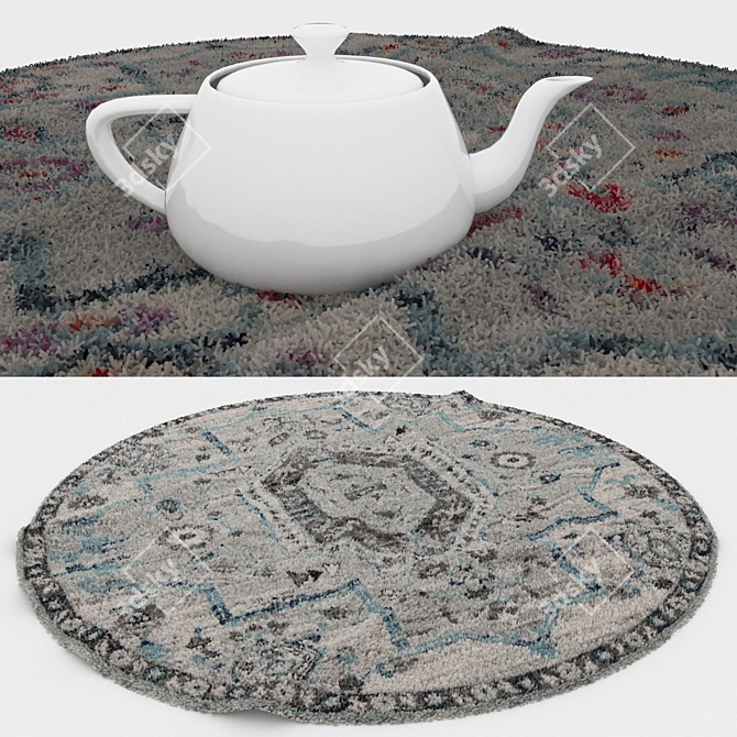 Round Carpet Set - Versatile and Detailed Carpets for All Perspectives 3D model image 3