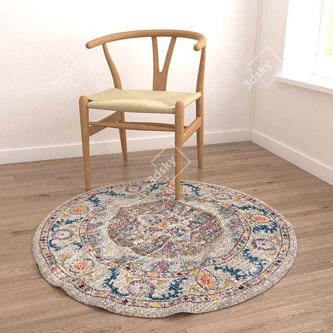 Round Carpet Set - Versatile and Detailed Carpets for All Perspectives 3D model image 4