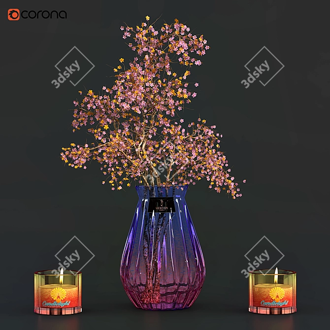 Fragrant Blossom: Flower Pot with Candle 3D model image 1