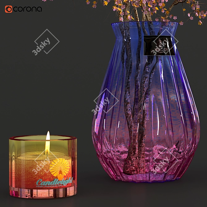 Fragrant Blossom: Flower Pot with Candle 3D model image 2