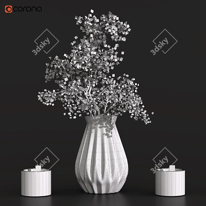 Fragrant Blossom: Flower Pot with Candle 3D model image 3