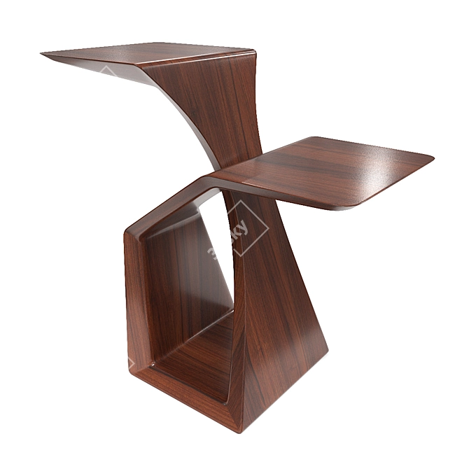 Sleek Sapele Beverage Stand 3D model image 2